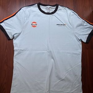 New without Tags Men's Large McLaren Formula 1 F1 Gulf Ringer Taped Men's Shirt